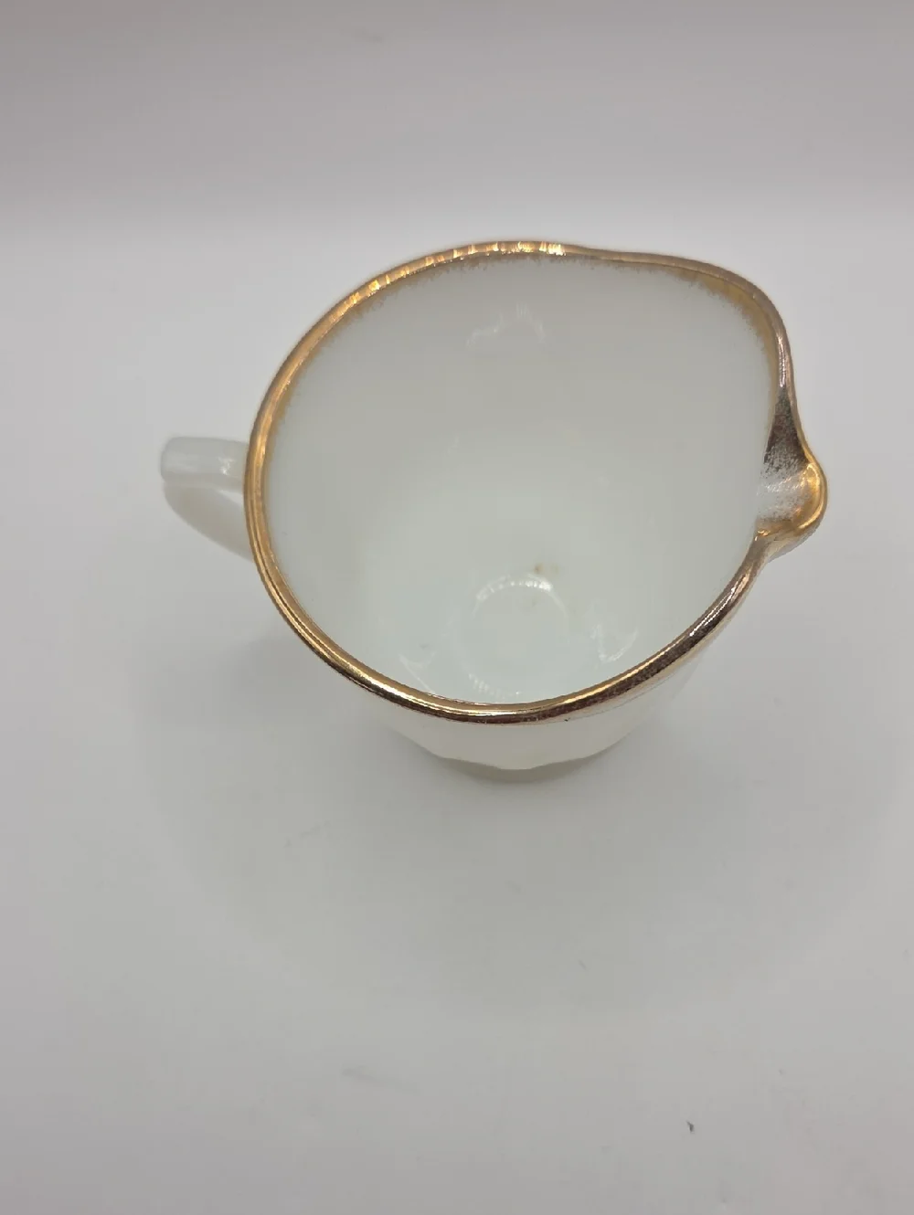 Fire King Milk Glass Creamer Gold Trim